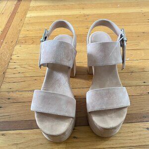 Jeffrey Campbell Platform Light Pink Suede Sandal Heel - Size 9